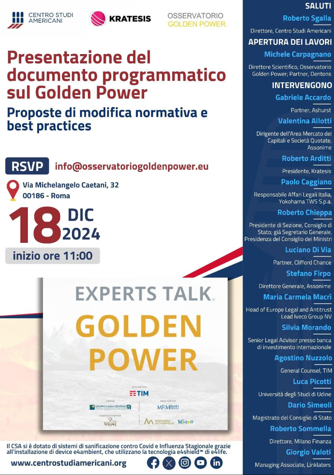 Presentazione del documento programmatico sul Golden Power
